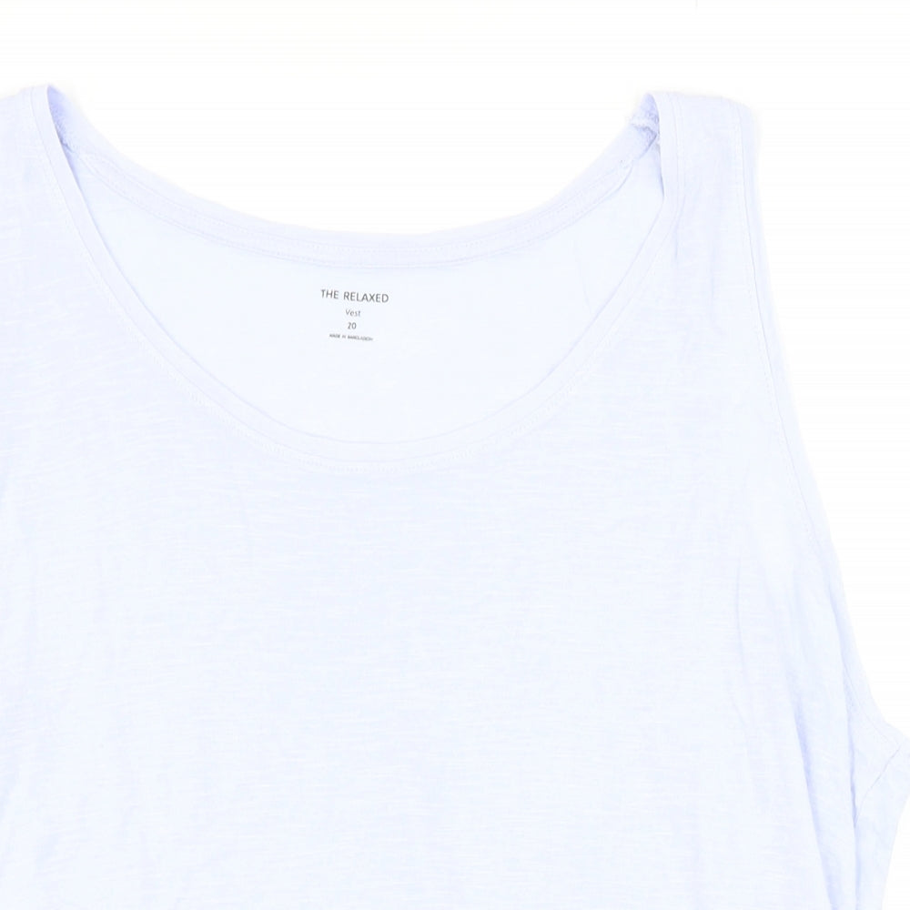 Marks and Spencer Womens Blue Viscose Basic T-Shirt Size 20 Boat Neck