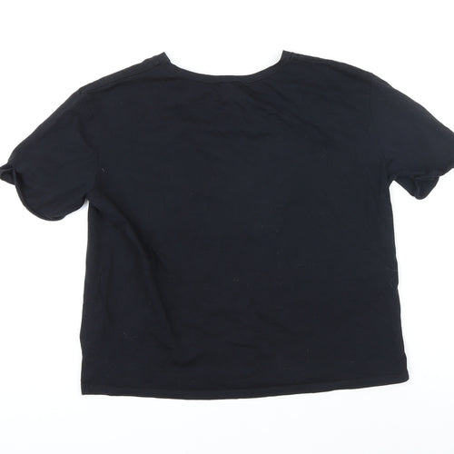 Zara Womens Black 100% Cotton Basic T-Shirt Size M Round Neck - Cat