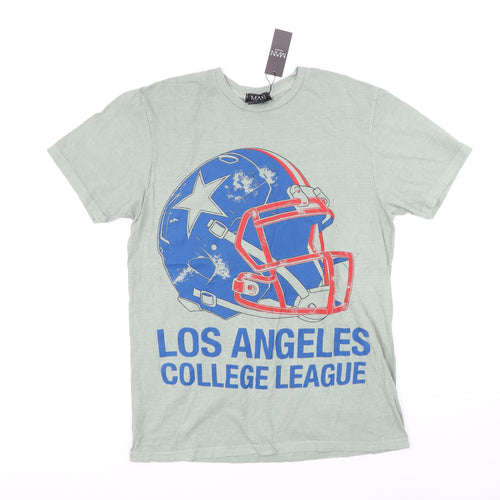 Boohoo Mens Green Polyester T-Shirt Size S Round Neck - Los Angeles College League