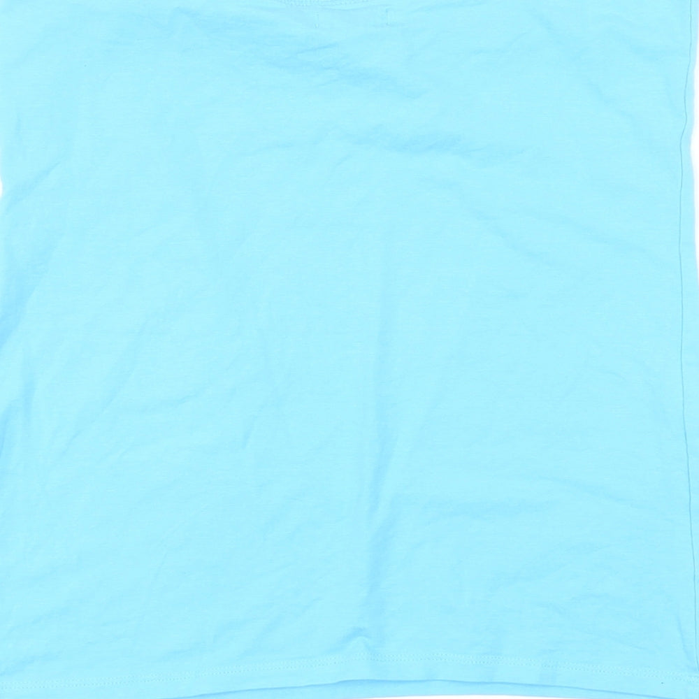 New Look Womens Blue Cotton Basic T-Shirt Size M Off the Shoulder