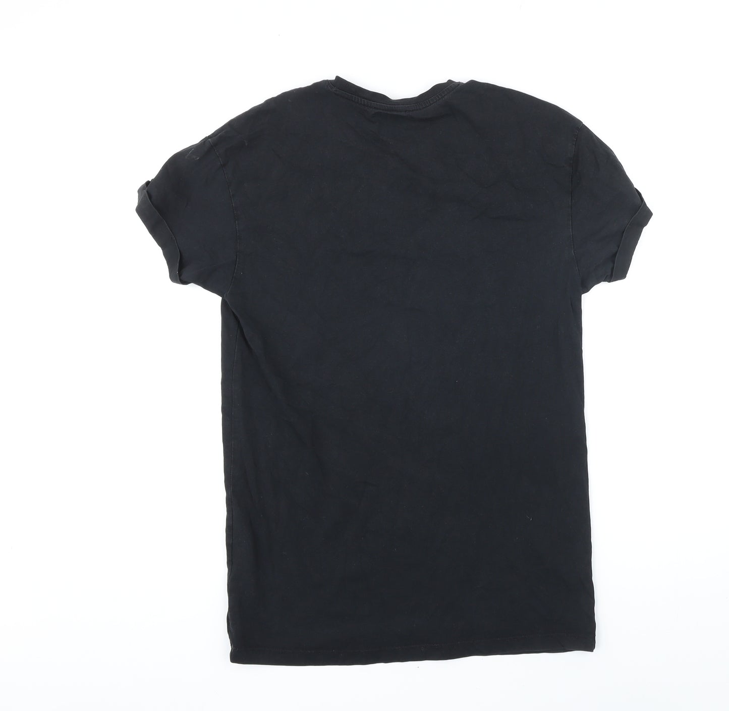 New Look Mens Black Polyester T-Shirt Size S Round Neck - The World