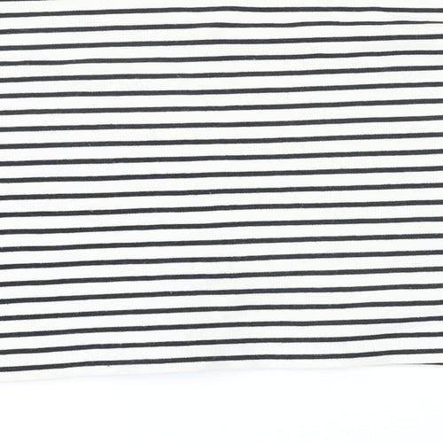 Zara Womens Black Striped Cotton Basic T-Shirt Size S Boat Neck