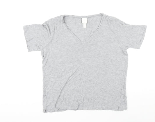 H&M Womens Grey Viscose Basic T-Shirt Size M Sweetheart