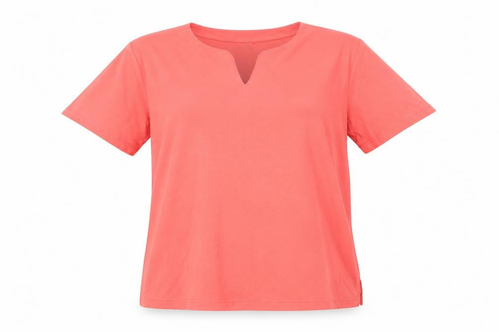 Front view of Classics women’s red polyester basic t-shirt, size UK 28, sweetheart