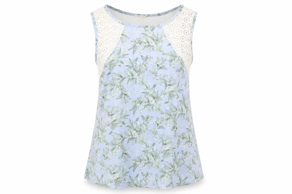 Marks and Spencer Womens Blue Floral Modal Top Pyjama Top Size 12