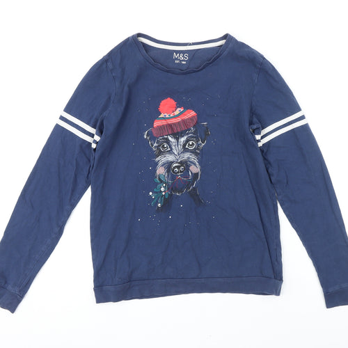 Marks and Spencer Girls Blue Polyester Pullover Sweatshirt Size 14-15 Years Pullover - Dog