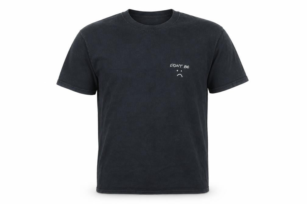 Topshop Mens Black Polyester T-Shirt Size S Round Neck - Dont be sad