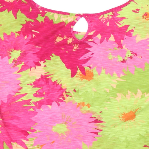 Per Una Womens Multicoloured Floral Polyester Tunic T-Shirt Size 16 Scoop Neck