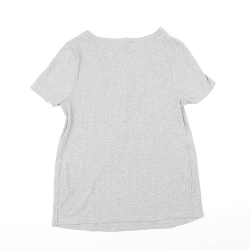 New Look Womens Grey Polyester Basic T-Shirt Size 16 V-Neck