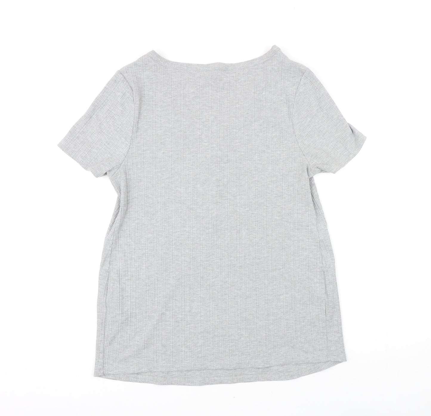 New Look Womens Grey Polyester Basic T-Shirt Size 16 V-Neck