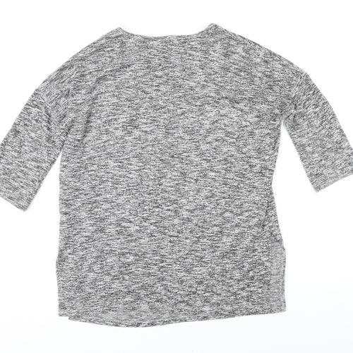 New Look Womens Grey Viscose Basic T-Shirt Size S Scoop Neck