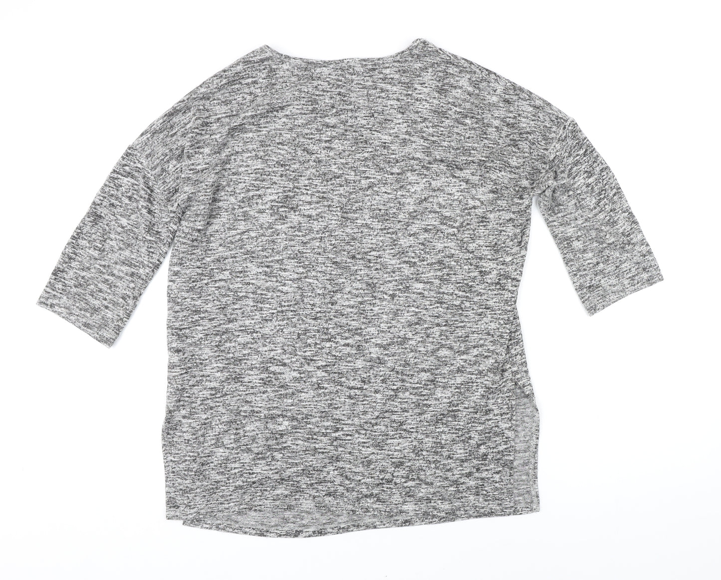 New Look Womens Grey Viscose Basic T-Shirt Size S Scoop Neck