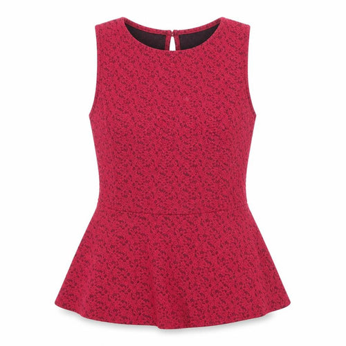 New Look Womens Red Floral Polyester Blend Tunic Blouse Size 10 Boat Neck