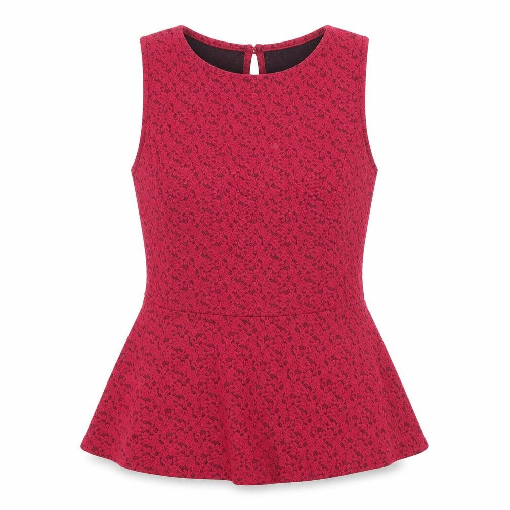 New Look Womens Red Floral Polyester Blend Tunic Blouse Size 10 Boat Neck