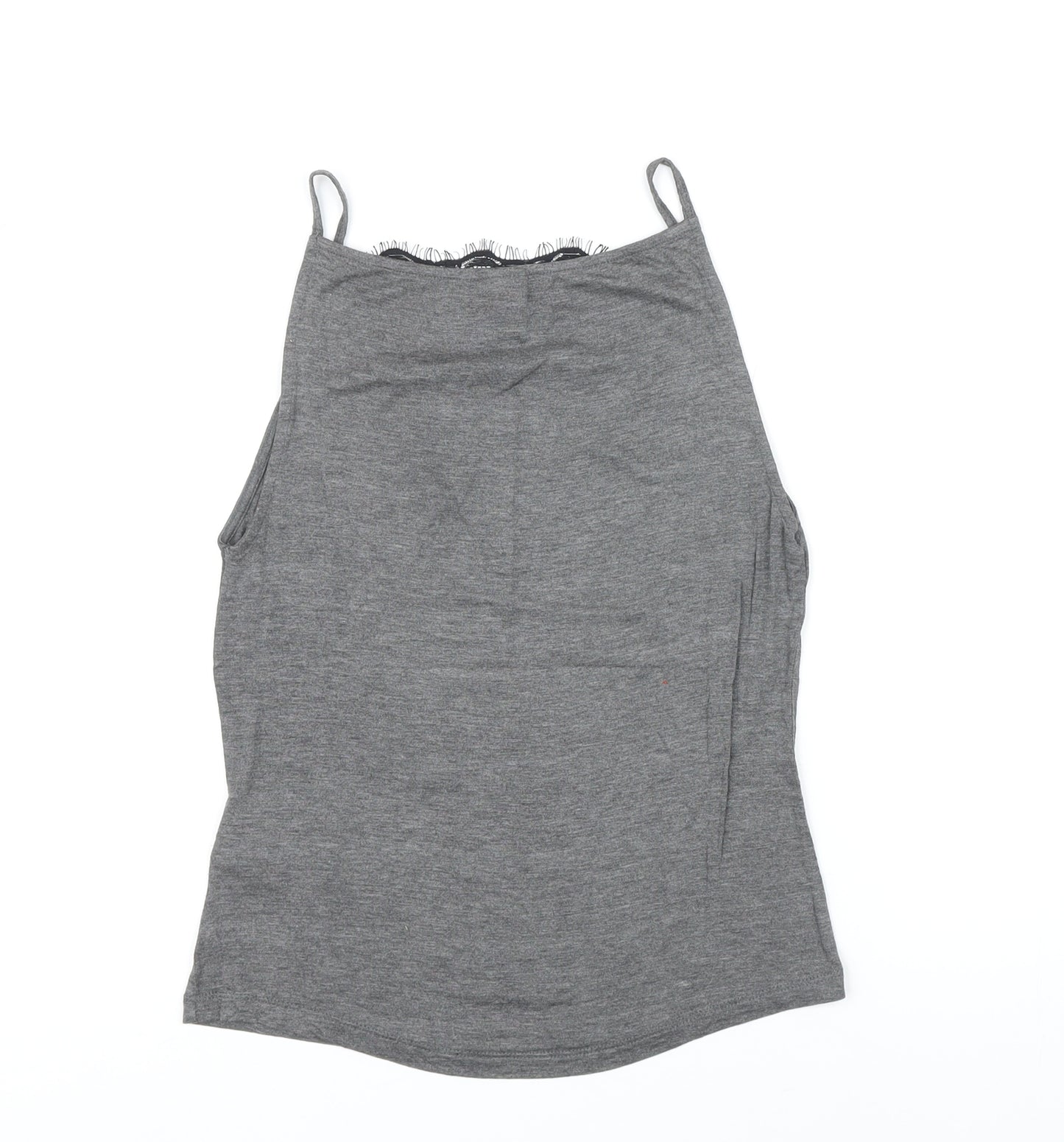 H&M Womens Grey Viscose Camisole T-Shirt Size S Square Neck - Lace neckline