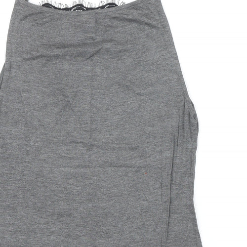 H&M Womens Grey Viscose Camisole T-Shirt Size S Square Neck - Lace neckline