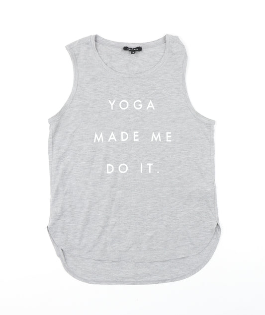 New Look Womens Grey Polyester Basic T-Shirt Size 10 Scoop Neck - Yoga Made Me Do It