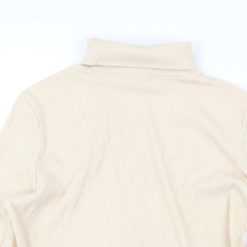 Dorothy Perkins Womens Ivory High Neck Cotton Pullover Jumper Size 16