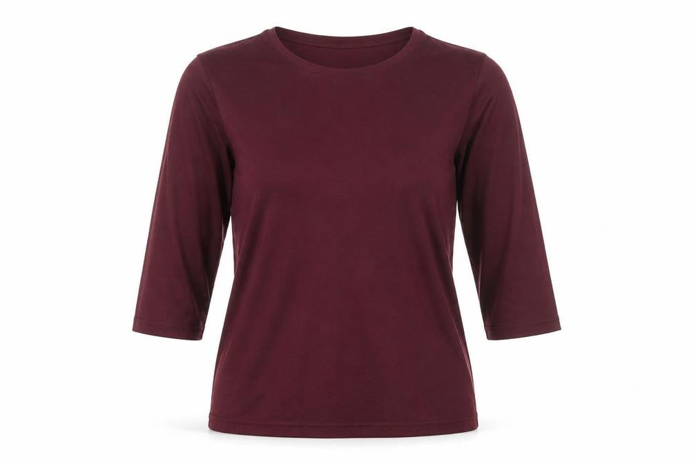 Front view of New Look women’s purple polyester basic t-shirt, size M, boat neck