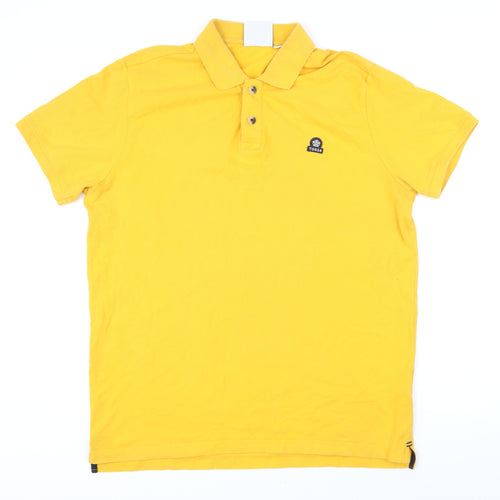 TOG24 Mens Yellow 100% Cotton Polo Size L Collared Button