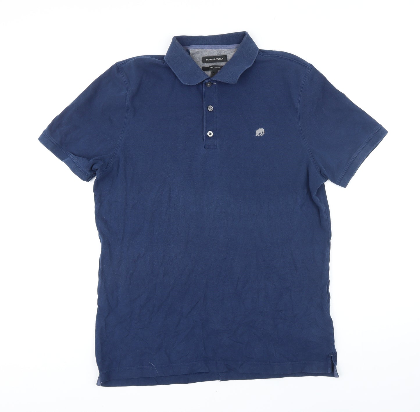 Banana Republic Mens Blue Cotton Polo Size L Collared Button