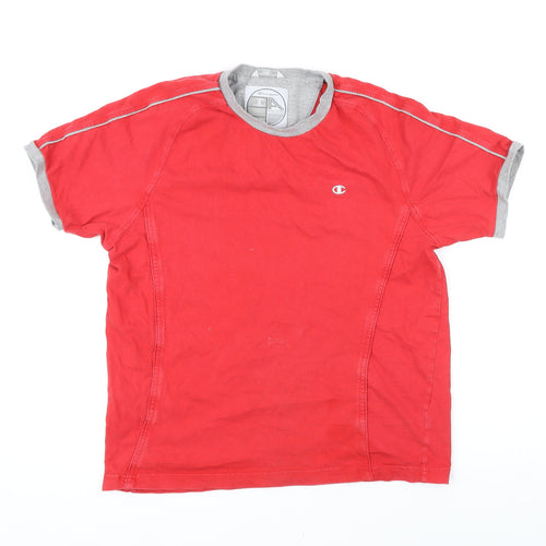 Champion Mens Red Polyester T-Shirt Size S Round Neck