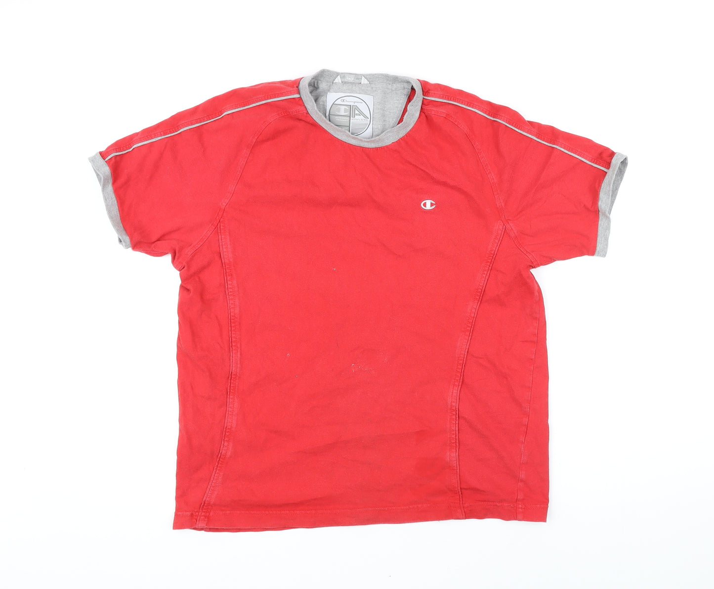 Champion Mens Red Polyester T-Shirt Size S Round Neck