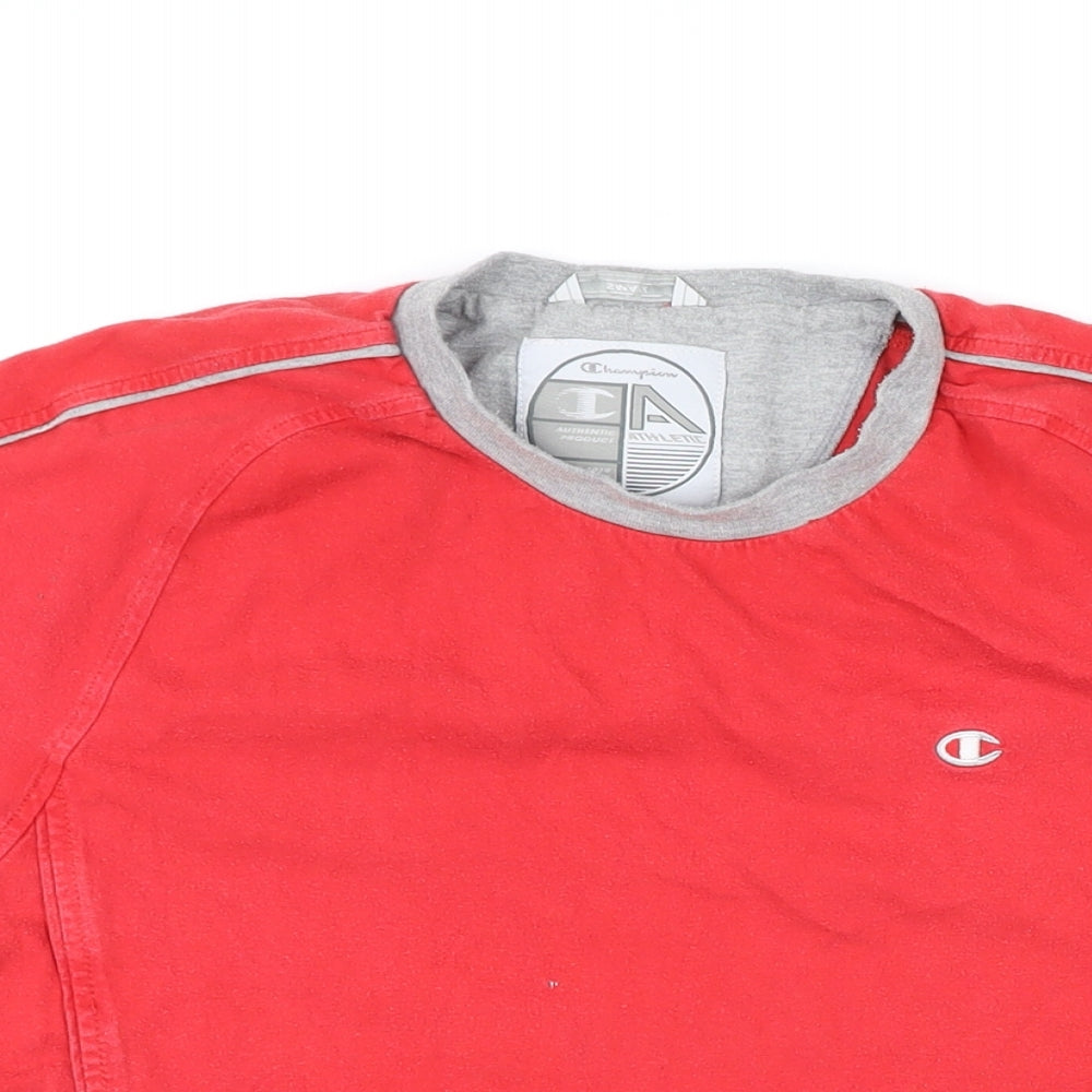 Champion Mens Red Polyester T-Shirt Size S Round Neck