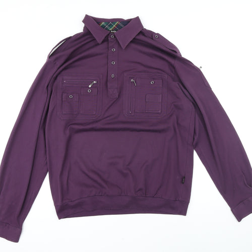 hajo Mens Purple Polyester Polo Size M Collared Button
