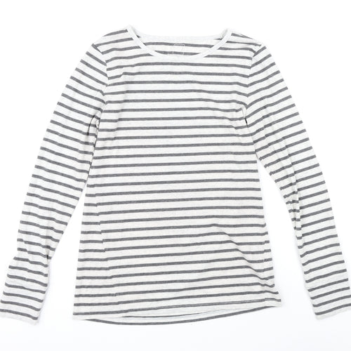 Gap Womens Grey Striped Cotton Basic T-Shirt Size M Boat Neck