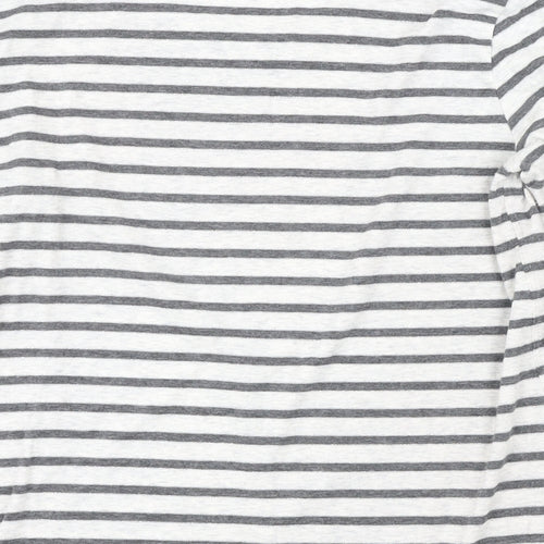 Gap Womens Grey Striped Cotton Basic T-Shirt Size M Boat Neck