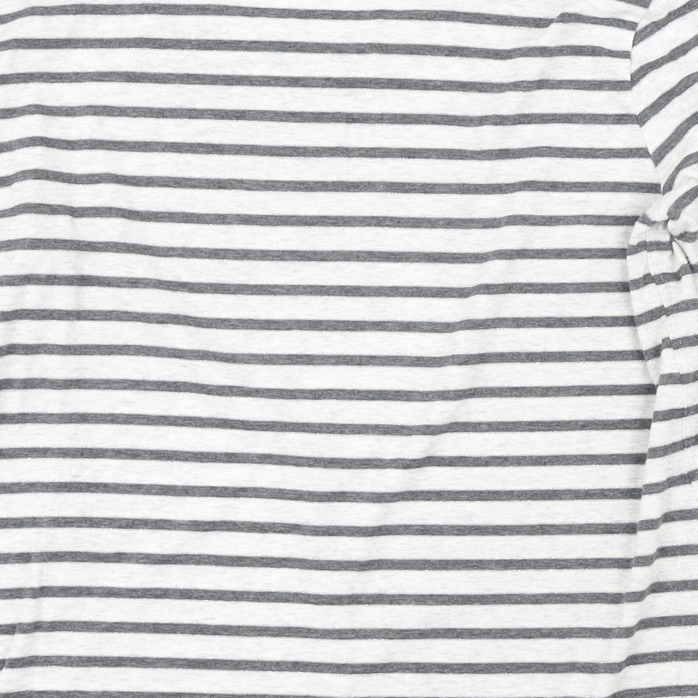 Gap Womens Grey Striped Cotton Basic T-Shirt Size M Boat Neck