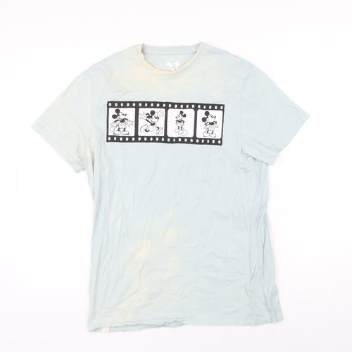 Disney Womens Blue 100% Cotton Basic T-Shirt Size S Round Neck - Mickey Mouse. Distressed look