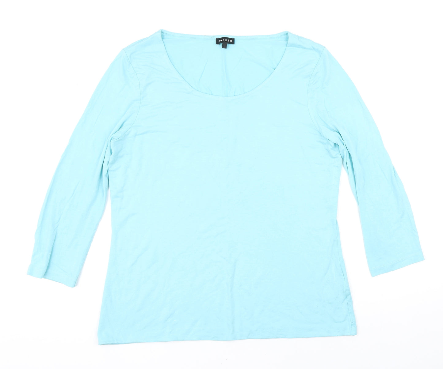 Jaeger Womens Blue Viscose Basic T-Shirt Size L Scoop Neck