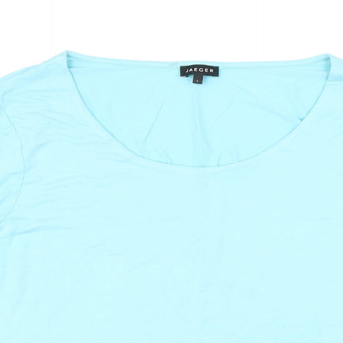 Jaeger Womens Blue Viscose Basic T-Shirt Size L Scoop Neck