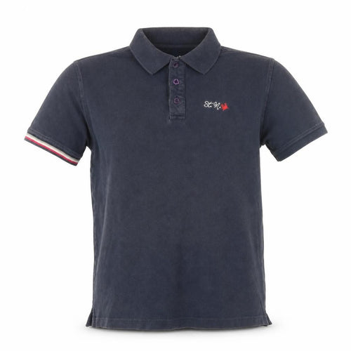 David Mens Blue 100% Cotton Polo Size L Collared Button - St. Martin recycled sails 1931
