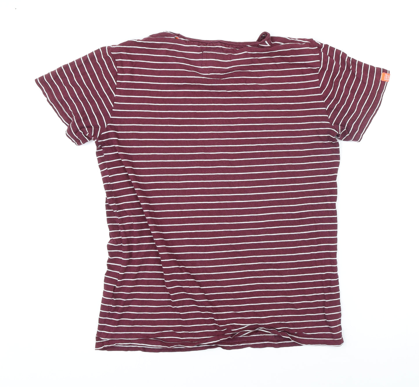 Superdry Mens Purple Striped Cotton T-Shirt Size M Round Neck