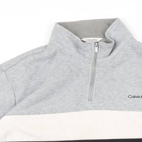 Calvin Klein Mens Grey Polyester Henley Sweatshirt Size M