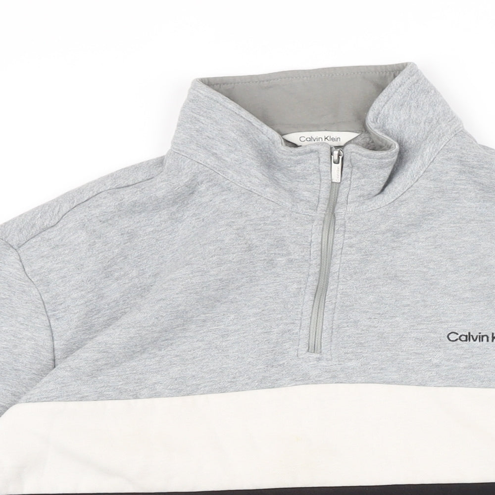 Calvin Klein Mens Grey Polyester Henley Sweatshirt Size M