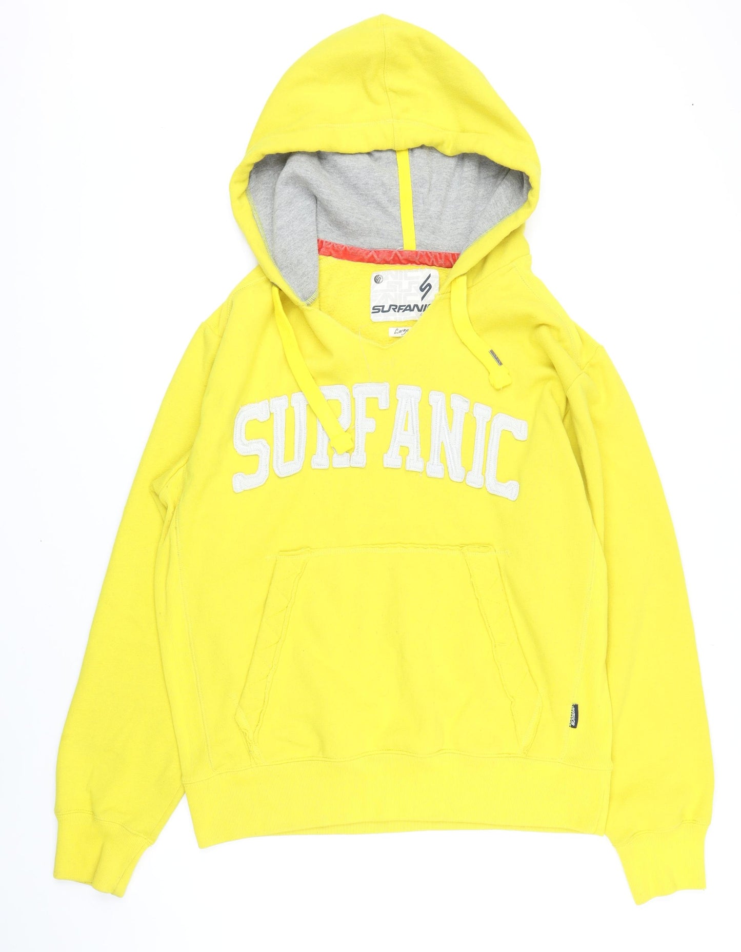 Surfanic Mens Yellow Cotton Pullover Hoodie Size L - SURFANIC