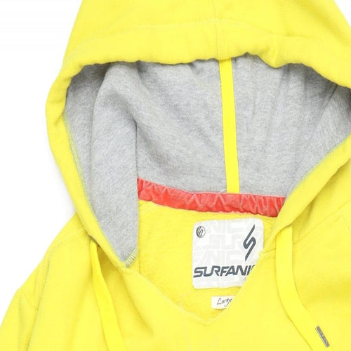 Surfanic Mens Yellow Cotton Pullover Hoodie Size L - SURFANIC