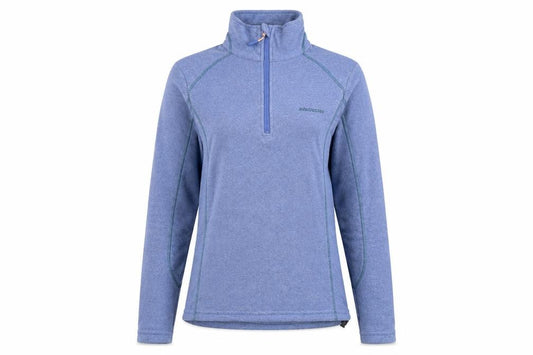 Front view of Ayacucho women’s blue 100% polyester full zip sweatshirt, size XS, zip