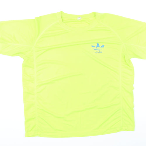 Addidas Mens Yellow Polyester T-Shirt Size 2XL Round Neck - Addidas logo