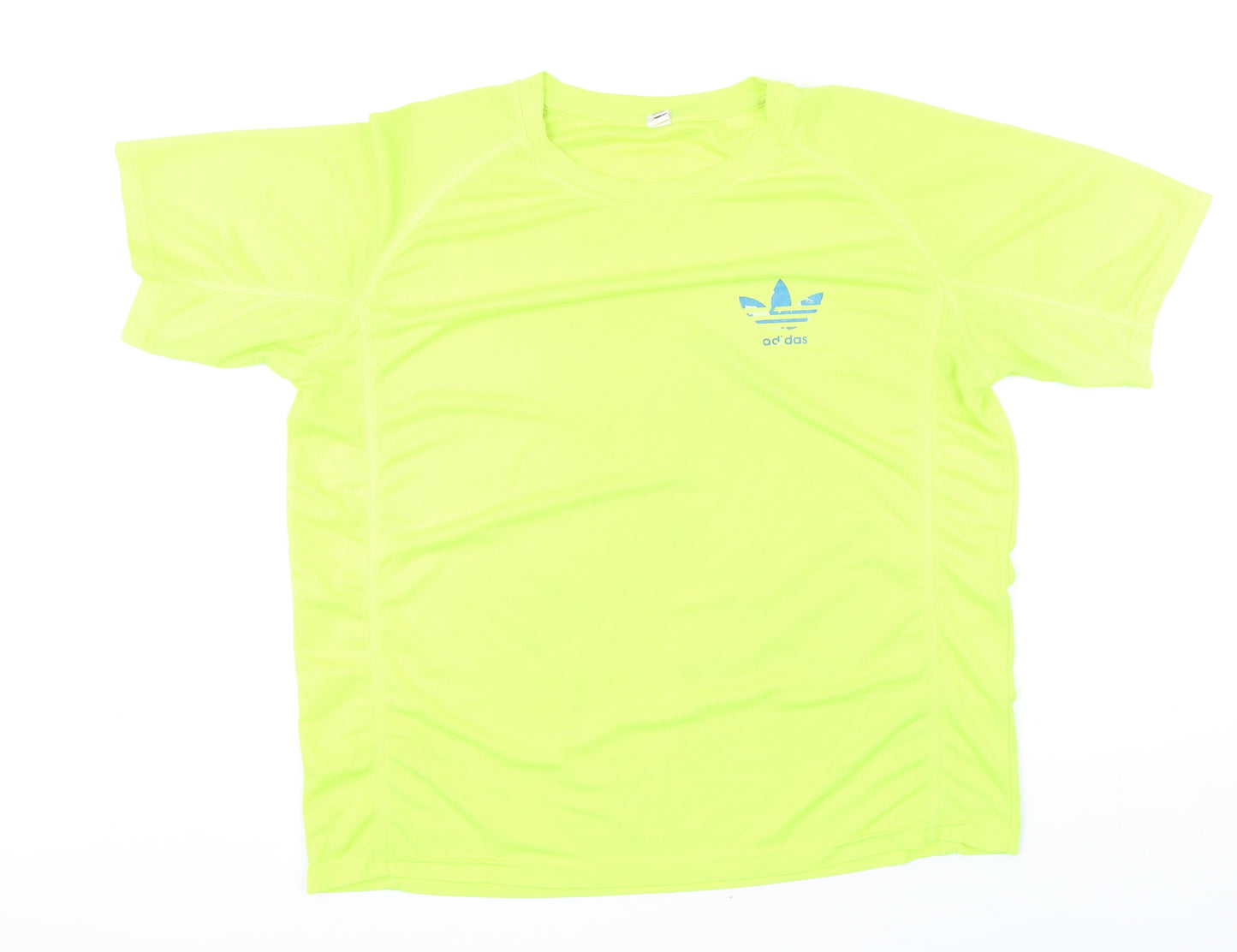 Addidas Mens Yellow Polyester T-Shirt Size 2XL Round Neck - Addidas logo