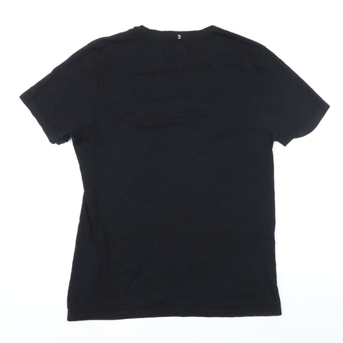 Pretty Green Womens Black Cotton Basic T-Shirt Size M Round Neck