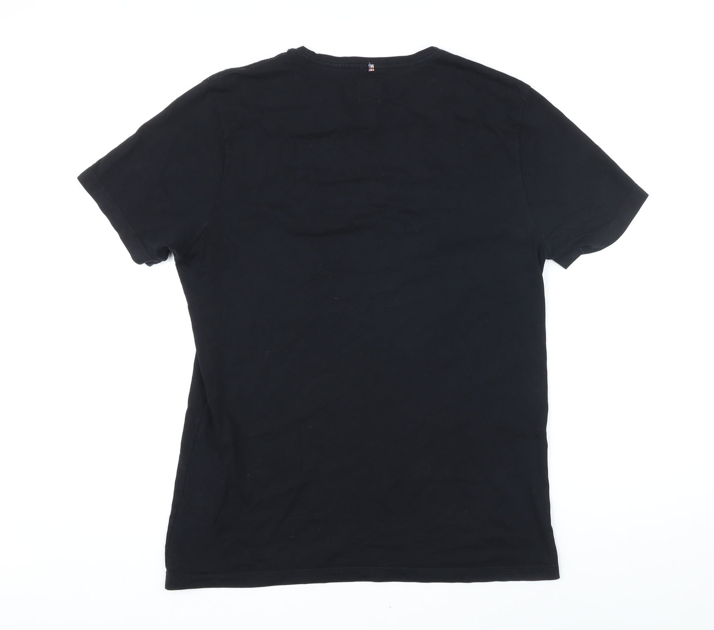 Pretty Green Womens Black Cotton Basic T-Shirt Size M Round Neck