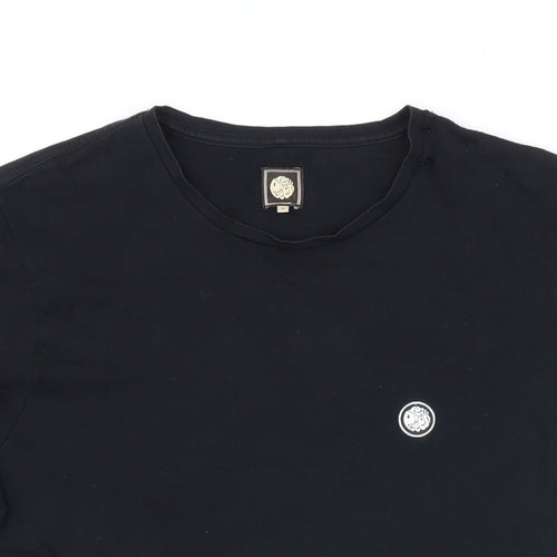 Pretty Green Womens Black Cotton Basic T-Shirt Size M Round Neck