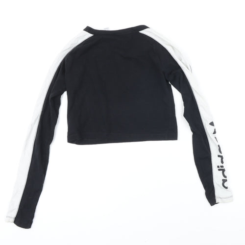 Addidas Womens Black Colourblock Cotton Pullover Sweatshirt Size 6 Pullover - Addidas logo. Cropped