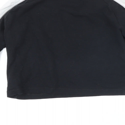 Addidas Womens Black Colourblock Cotton Pullover Sweatshirt Size 6 Pullover - Addidas logo. Cropped