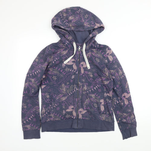 Mantaray Womens Purple Floral Cotton Full Zip Hoodie Size 10 Zip